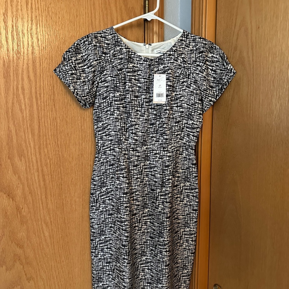 Banana Republic Black and White Textured Midi Dress